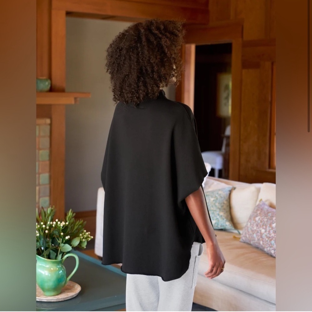 Frank & Eileen Audrey Funnel Neck Capelet Triple Fleece One Size OS Black - Picture 4 of 8